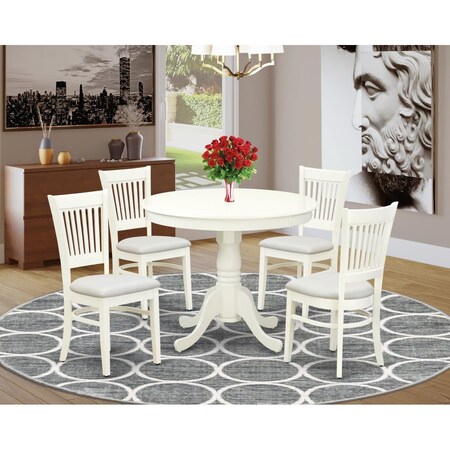 East West Furniture 5 Piece Antique Dining Table Set - Linen White ANVA5-LWH-C